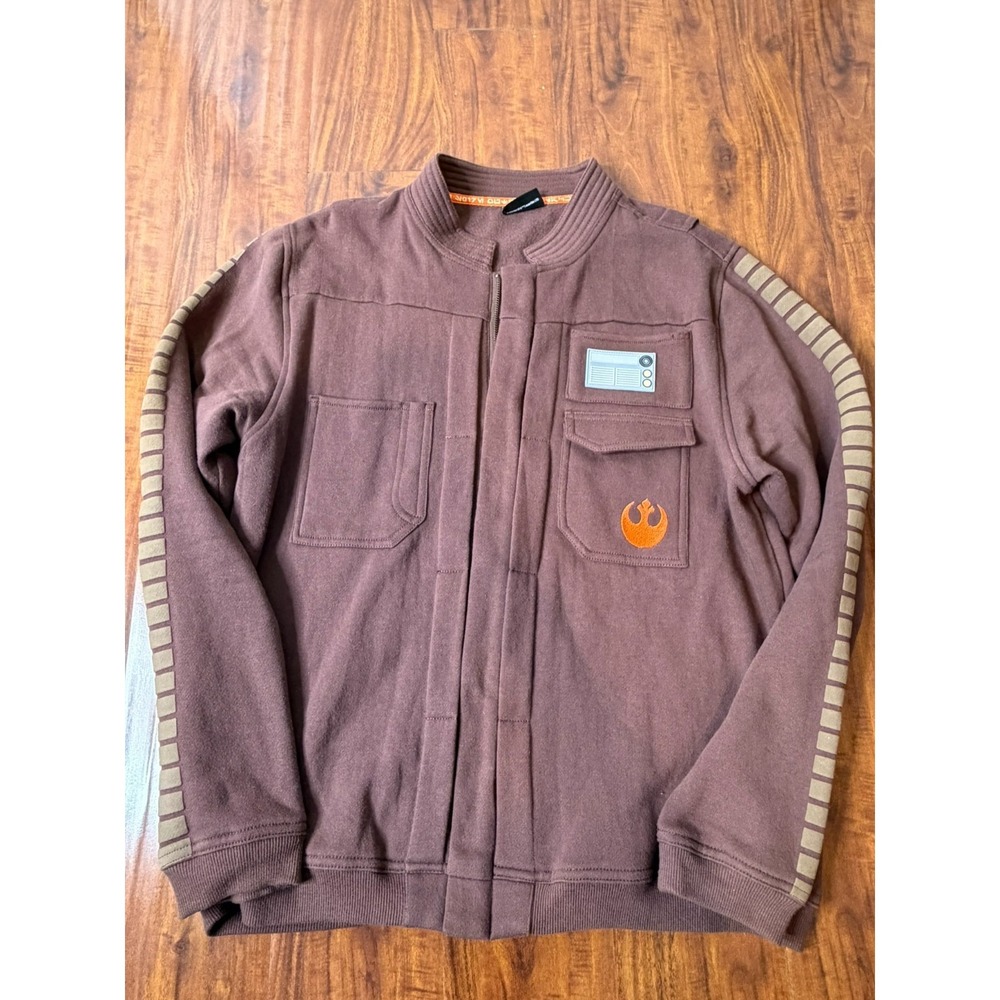 Star Wars Galaxy's Edge Jacket  Brown Full Zip Rebel Resistance Fleece Medium